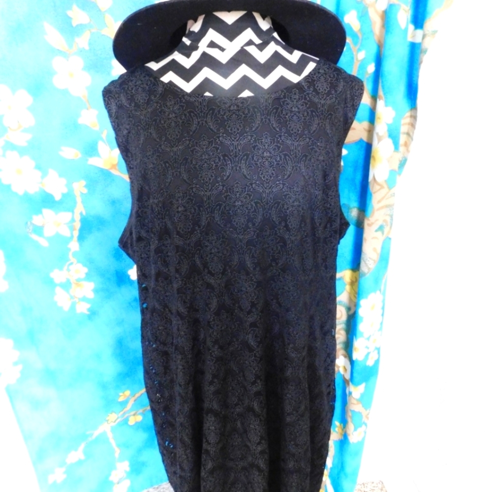 Black Lace Dress - sleeveless - Miss Pinkly - size 2xl